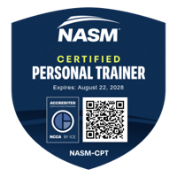 NASM Certified Personal Trainer credential, expiring August 22, 2028